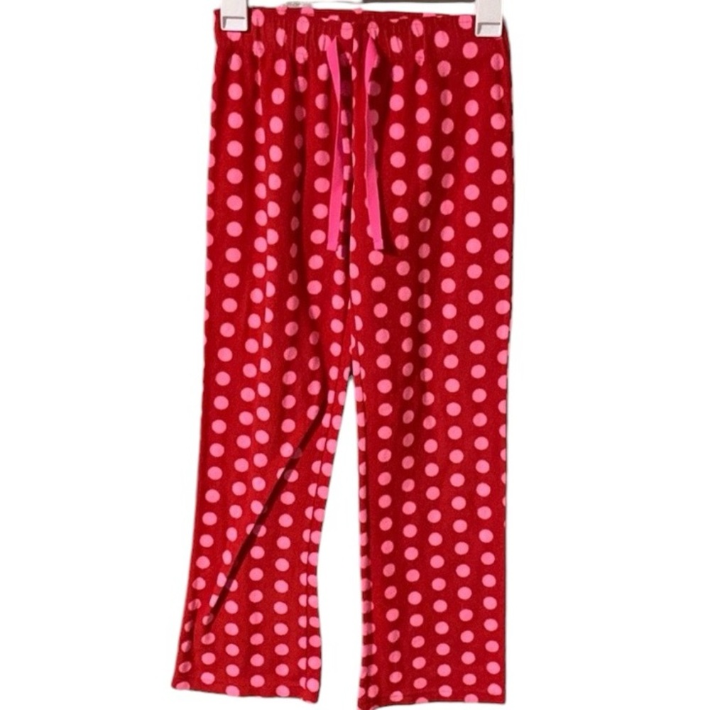 Old Navy Sweats Sleepwear Girls Lounge Pants Red Pink Polkadots Size Large 10/12
